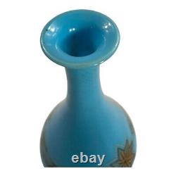 Antique French Gold Gilt Blue Opaline Glass Vase