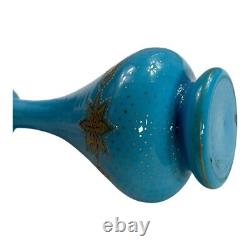 Antique French Gold Gilt Blue Opaline Glass Vase