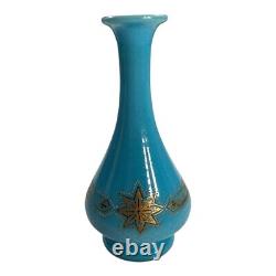 Antique French Gold Gilt Blue Opaline Glass Vase Baccarat Style