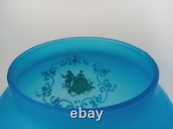 Antique French Hand-Blown Blue Satin Glass Vase Opaline Urn Apothecary Jar WithLid