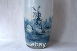 Antique French Legras Ceres opaline glass Delft decor vase c 1900