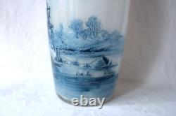 Antique French Legras Ceres opaline glass Delft decor vase c 1900