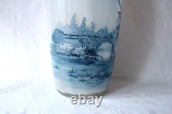 Antique French Legras Ceres opaline glass Delft decor vase c 1900