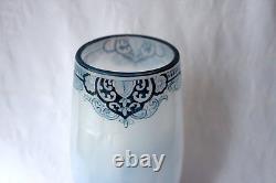 Antique French Legras Ceres opaline glass Delft decor vase c 1900