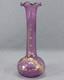 Antique French Legras Raised Gold Floral Scrollwork Purple Glass Vase