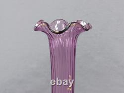 Antique French Legras Raised Gold Floral Scrollwork Purple Glass Vase