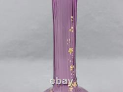 Antique French Legras Raised Gold Floral Scrollwork Purple Glass Vase