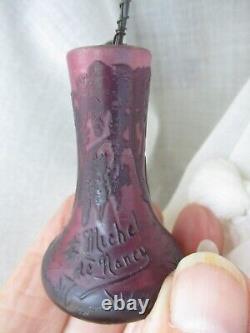 Antique French Michel de Nancy Miniature Purple Glass Vase