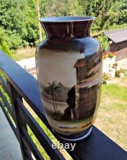 Antique French Opaline Glass Painted Vases Late 19th