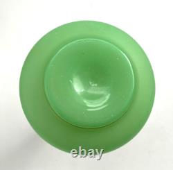 Antique French Opaline Glass Vase/Perfume Bottle Green Uranium Enameled