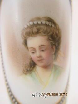 Antique French Opaline Miniature Glass Portrait Bud Vase