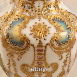 Antique French Opaline Vase, Scenic, Enameled, 19th C