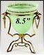 Antique French Opaline Vase in Ormolu Casement, 8.5 Tall, Enameled Green Glass