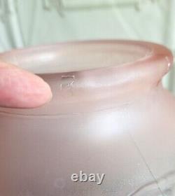 Antique French Pink Frosted Satin Glass Art Deco Vase 12 Art Nouveau Large