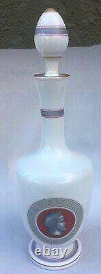 Antique French Porcelain Roman Soldiers Art Glass Vase Carafe