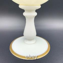 Antique French Portieux Vallerysthal Milk Opaque Glass Goblet Celery Vase Ribbon