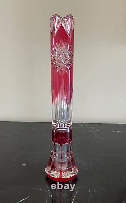 Antique French Red Cased Cut Glass Vase