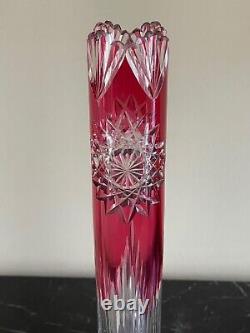 Antique French Red Cased Cut Glass Vase