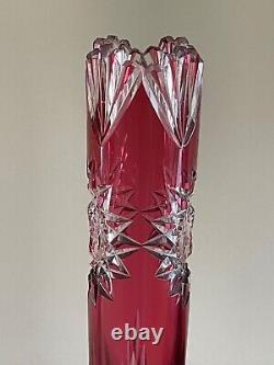 Antique French Red Cased Cut Glass Vase