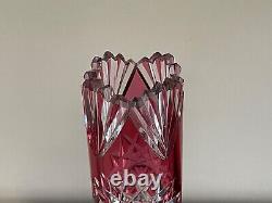 Antique French Red Cased Cut Glass Vase