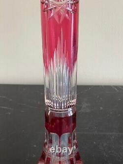 Antique French Red Cased Cut Glass Vase