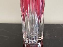 Antique French Red Cased Cut Glass Vase