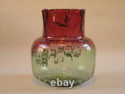 Antique French Rubina Verde Enamel Decorated Art Glass Vase by Legras, c. 1890