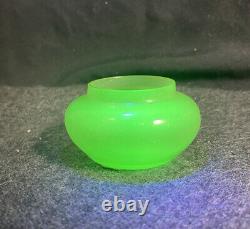 Antique French Sea Green Opaque Opaline Vaseline / Uranium Glass Vase Bowl Urn