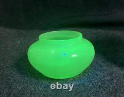 Antique French Sea Green Opaque Opaline Vaseline / Uranium Glass Vase Bowl Urn
