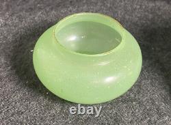 Antique French Sea Green Opaque Opaline Vaseline / Uranium Glass Vase Bowl Urn