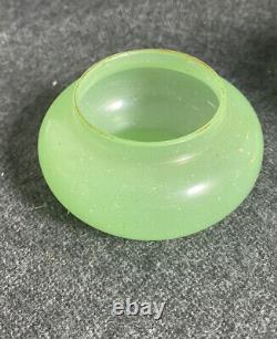 Antique French Sea Green Opaque Opaline Vaseline / Uranium Glass Vase Bowl Urn