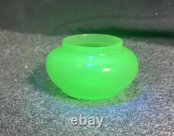 Antique French Sea Green Opaque Opaline Vaseline / Uranium Glass Vase Bowl Urn