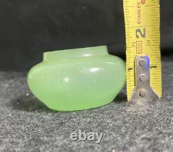 Antique French Sea Green Opaque Opaline Vaseline / Uranium Glass Vase Bowl Urn