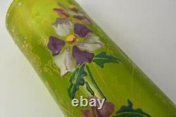 Antique French Theodore Legras Glass Vase Flowers Enamel Decor Early 20th C