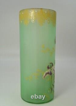 Antique French Theodore Legras Glass Vase Flowers Enamel Decor Early 20th C