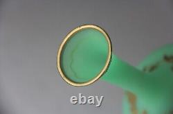 Antique French Uranium Green Opaline Glass Bud Vase Glows