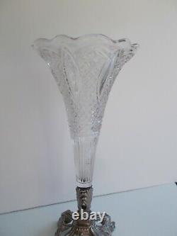 Antique French Vase Glass and Metal Foot Decorative Tulip -EPERGNE ART NOUVEAU