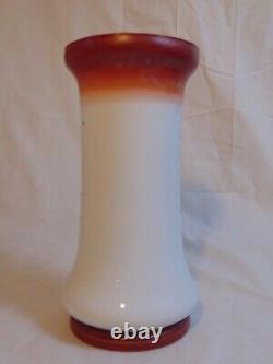 Antique French Victorian White Opaline Milk Bristol Glass Portrait Vase 12