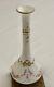 Antique French White Opaline Glass Long Neck Vase Hand Painted