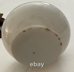 Antique French White Opaline Glass Long Neck Vase Hand Painted