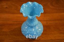 Antique French blue opaline vase sky blue milk glass