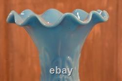 Antique French blue opaline vase sky blue milk glass