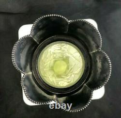 Antique French or Bohemian CAMEO GLASS 14 1/4 Vase with Ornate Metal Collar