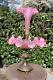 Antique French pink murano glass tulip statue vase centerpiece rare