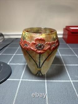 Antique Gabriel Argy Rousseau Pate De Verre French Art Glass Poppy Vase