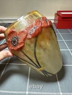 Antique Gabriel Argy Rousseau Pate De Verre French Art Glass Poppy Vase