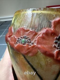 Antique Gabriel Argy Rousseau Pate De Verre French Art Glass Poppy Vase