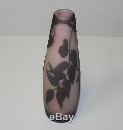 Antique Galle Cameo Art Glass Draping Floral Design Vase