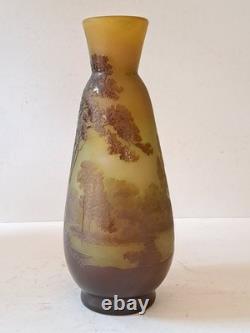 Antique Gallé Cameo Glass Vase 31CM, Signed Landscape Scene Art Nouveau Original