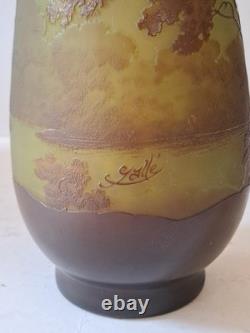 Antique Gallé Cameo Glass Vase 31CM, Signed Landscape Scene Art Nouveau Original